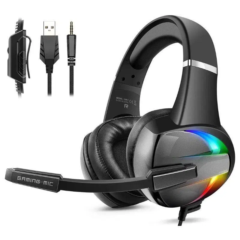 BEEXCELLENT GM-7 RGB Gaming Headset 7.1 Surround Sound | Noise Cancelling Mic | LED Lights 